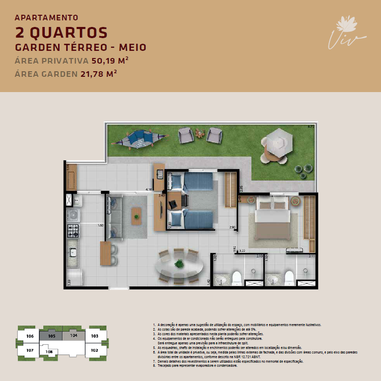 Planta 2 Quartos Garden